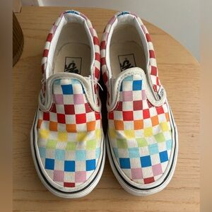 Girls rainbow checkered Vans